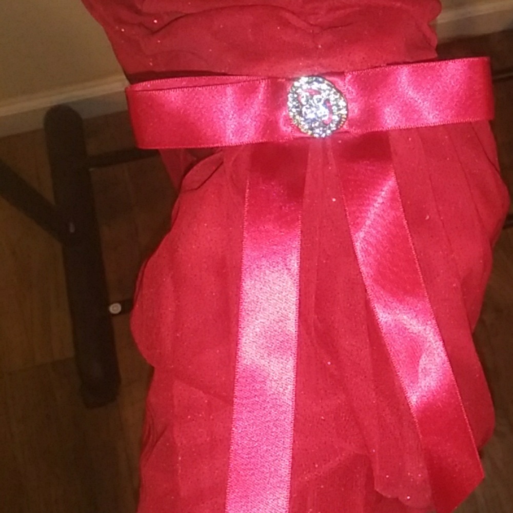 💖GORGEOUS RED BLING ROUCHED DRESS - Picture 6 of 6